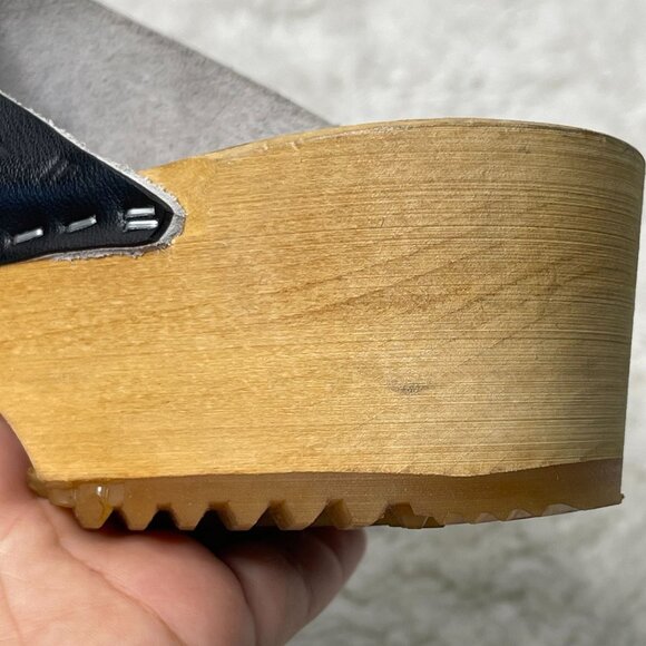 HOOF Women's Black Chloé Apache Leather Slip On Clog Round Toe Shoes Size 41 - Picture 8 of 10